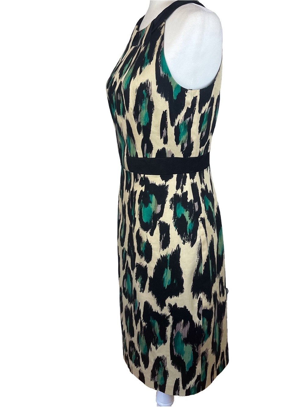 David Meister Signature Sheath Midi Dress Leopard Print Black Halter Size 6 - Picture 2 of 11